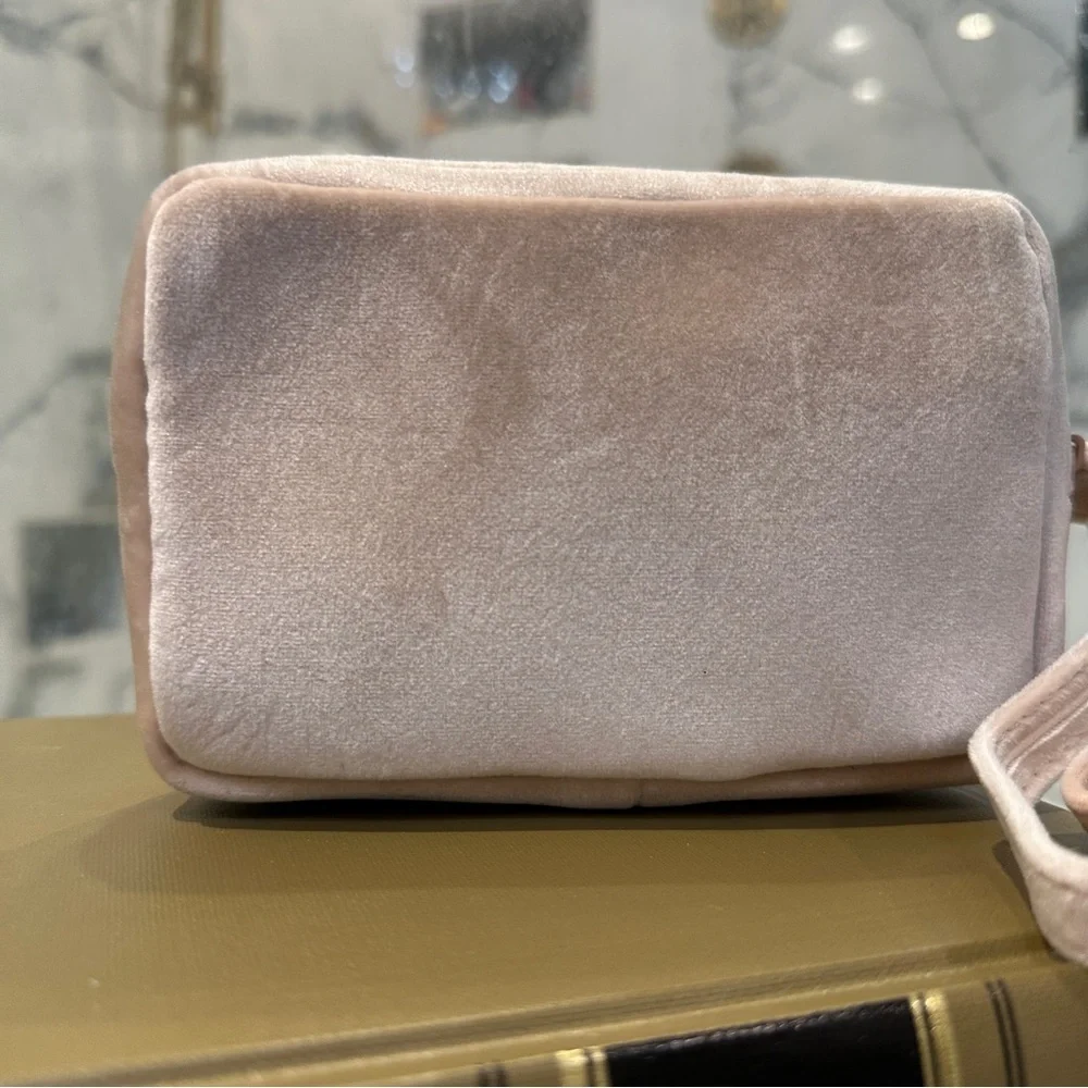Valentino | VLogo | Velvet Zip Pouch Wristlet Blush Nude GWP